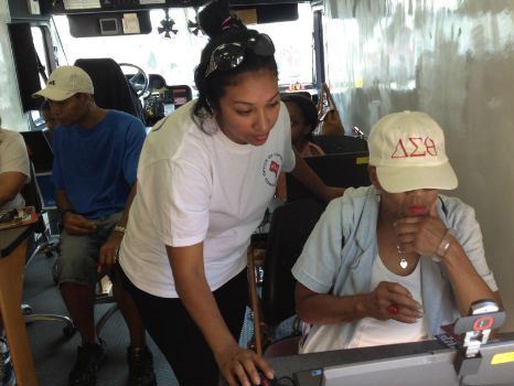 Woman providing assistance